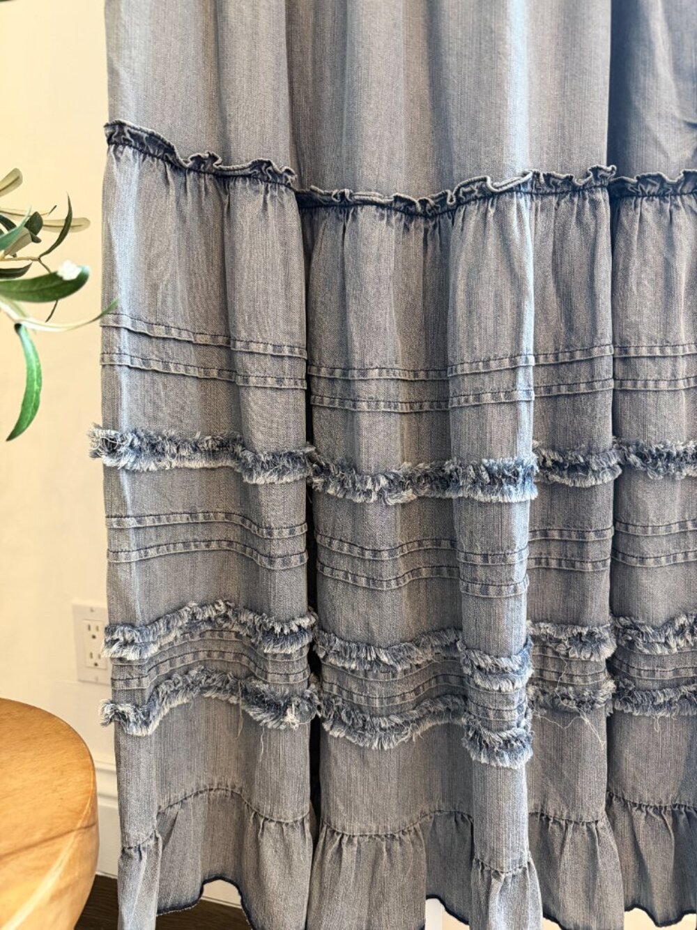 EASEL WASHED DENIM MAXI DRESS 100% TENCEL - Picture 3 of 5